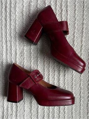SOLD Miz Mooz Burgundy Leather Block Heel Mary Jane’s